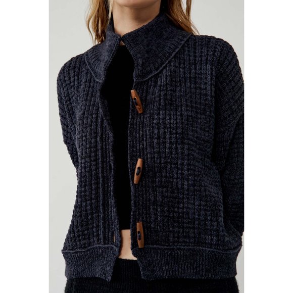 Free People Black and Gray Cardigan Sweater - Picture 4 of 5
